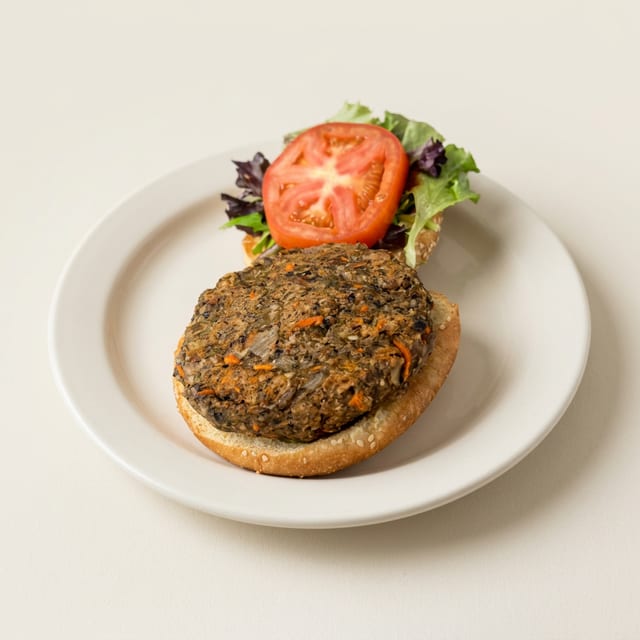 Black Bean & Roasted Almond Burger.